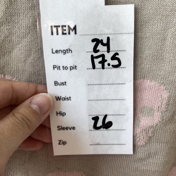 Chelsea + Theodore Skull Sweater Tan And Pink Cotton Modal - Picture 10 of 10